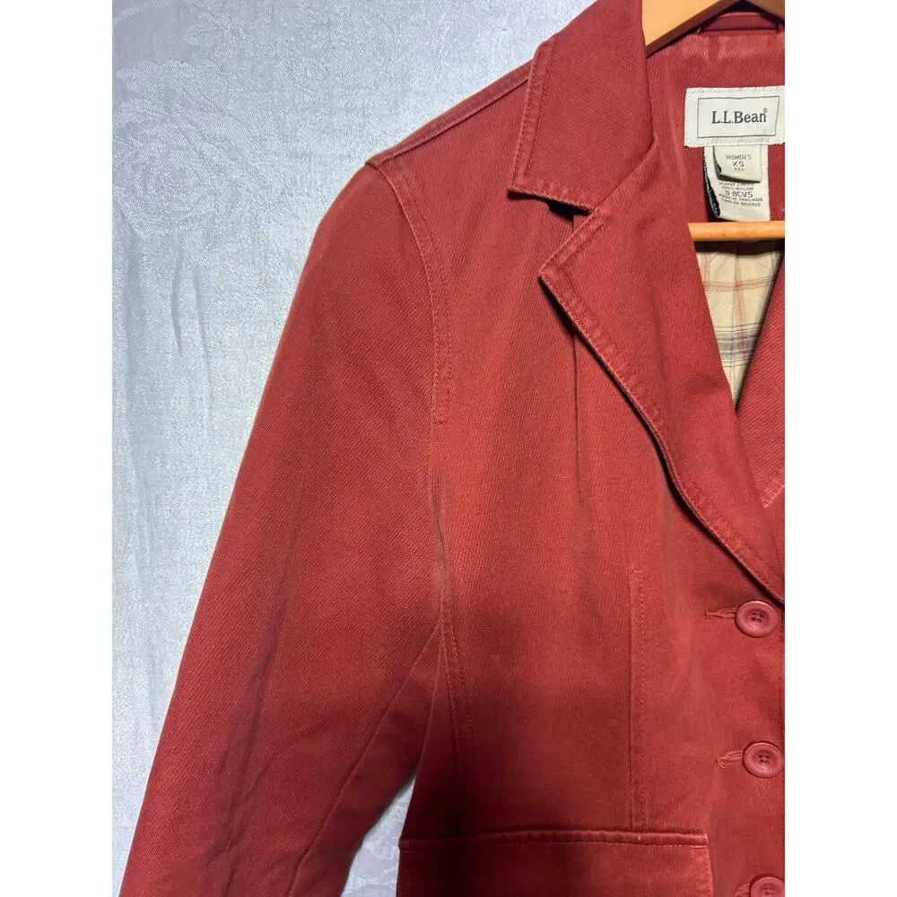 LL Bean Blazer XS PET Rust Corduroy Jacket Equestrian Western Lined Burnt Orange